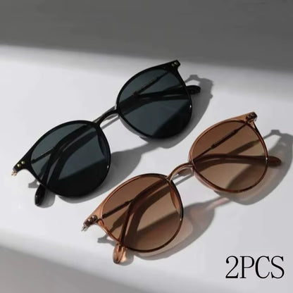 Chic Cat Eye Sunglasses Set - 2 Pairs of Vintage Skinny Eyewear for Women and Men